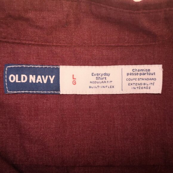 Old Navy Everyday Men's Size Large Burgundy Button Down Built in Flex Shirt - Picture 3 of 12